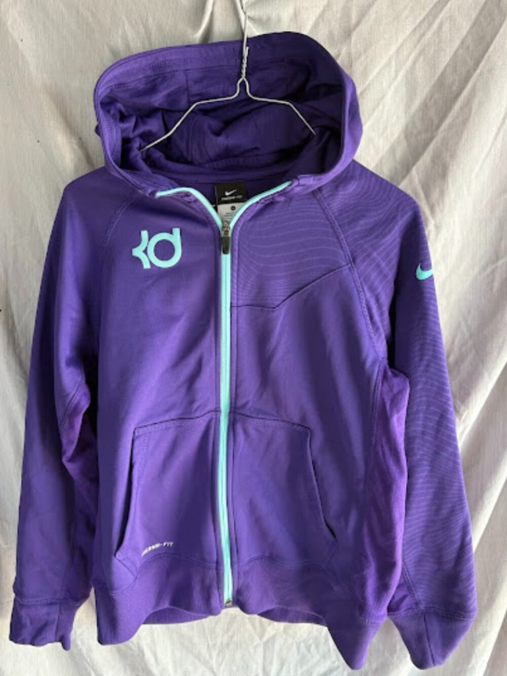 Nike KD Kevin Durant Therma Fit Full Zip-Up Hoodie- Purple - Kids Youth Size Lar